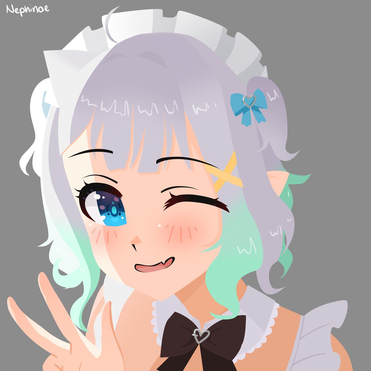 Nephinae's tweet image. A commission from a fan!! Happy 5th Year Anniversary Mint!!! #Fantography #MintFantome #anime #fanart #vtubers #indievtuber