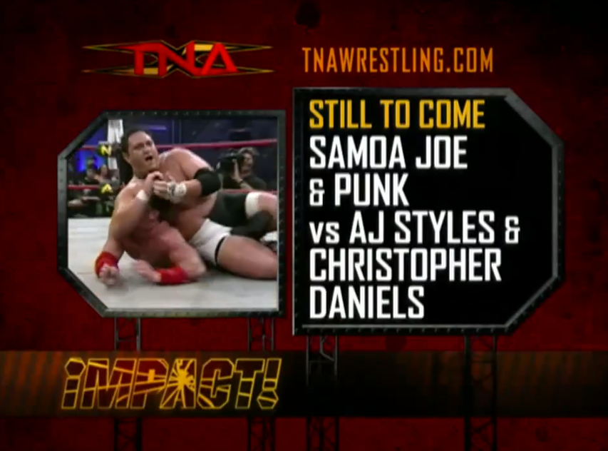RobVanAdam's tweet image. Samoa Joe and Punk vs AJ Styles and Christopher Daniels!!
(The Prince of Punk, Shannon Moore that is) #tna06