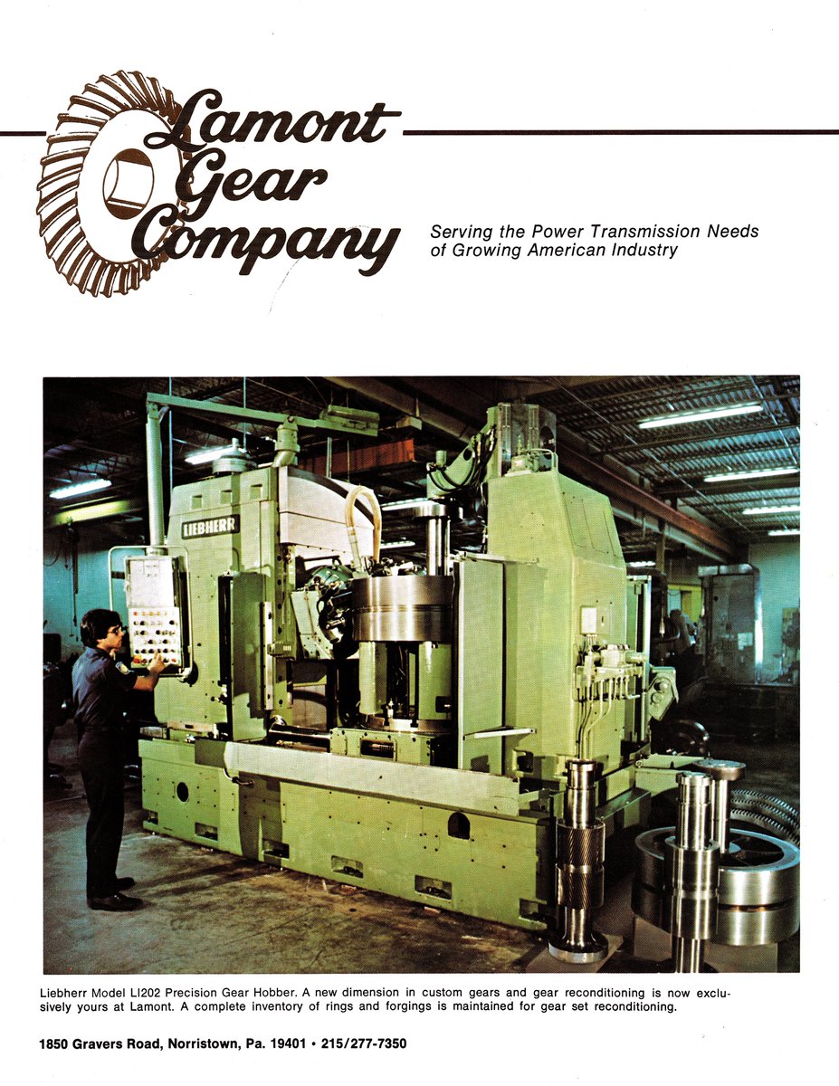 __el__toro__'s tweet image. You&apos;ve seen the finished gears.
Here&apos;s how they were cut.

Double helical set for the TVA.

Imagine flipping these babies around with a crane, carefully loading them into the machine &amp;amp; center checker.

No biggie for my dad (probably why he made it onto the cover of the brochure).