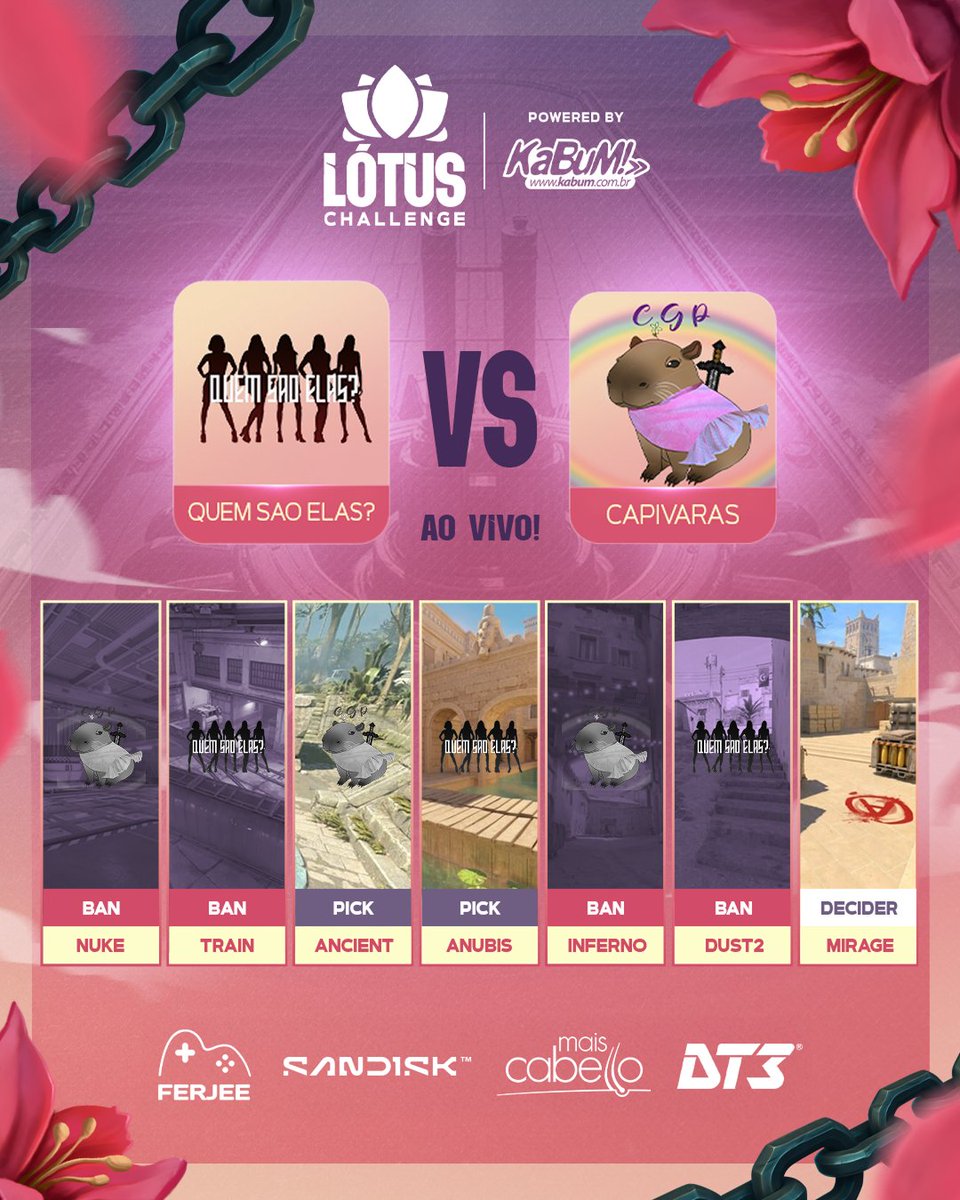 Lótus HUB (@lotushuboficial) on Twitter photo E tem mais show chegando no convés do #LótusChallenge by <a href="/kabumesports/">KaBuM! IDL</a> 🚢
✨ Assista ao vivo:
🔱 Quem São Elas? vs Capivaras
🗾 Ancient (CPV) / Anubis (QSE) / Mirage (Decider)
📍camyyfps | nahzinhaa | tris_mara E tem mais show chegando no convés do #LótusChallenge by <a href="/kabumesports/">KaBuM! IDL</a> 🚢
✨ Assista ao vivo:
🔱 Quem São Elas? vs Capivaras
🗾 Ancient (CPV) / Anubis (QSE) / Mirage (Decider)
📍camyyfps | nahzinhaa | tris_mara