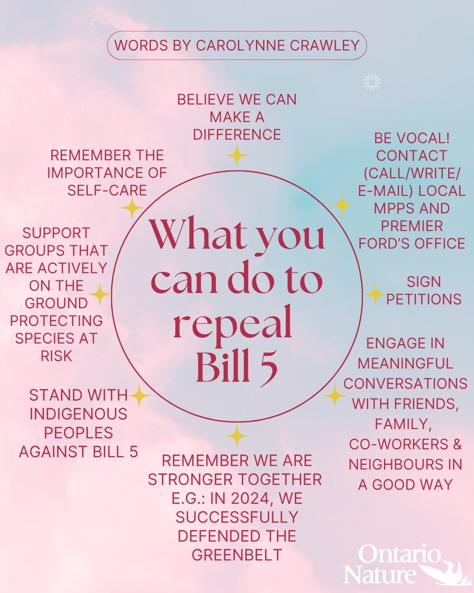 OntarioNature's tweet image. ✨It’s International Self-Care Day ✨
Words by Carolynne Crawley on what you can do to repeal Bill 5 – from self-care to collective action. 🌱✊
Watch Carolynne speak at our Bill 5 webinar here: shorturl.at/uoy6T
#RepealBill5 #SelfCare #ONpoli