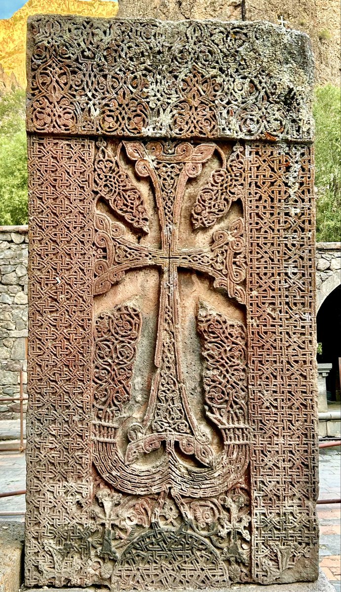 GfoellerFndtn's tweet image. A khachkar from Geghard Monastery. Its sacred geometry encodes a message of resurrection and the divine order that underlies the visible world, upholding it with mathematical precision and grace.