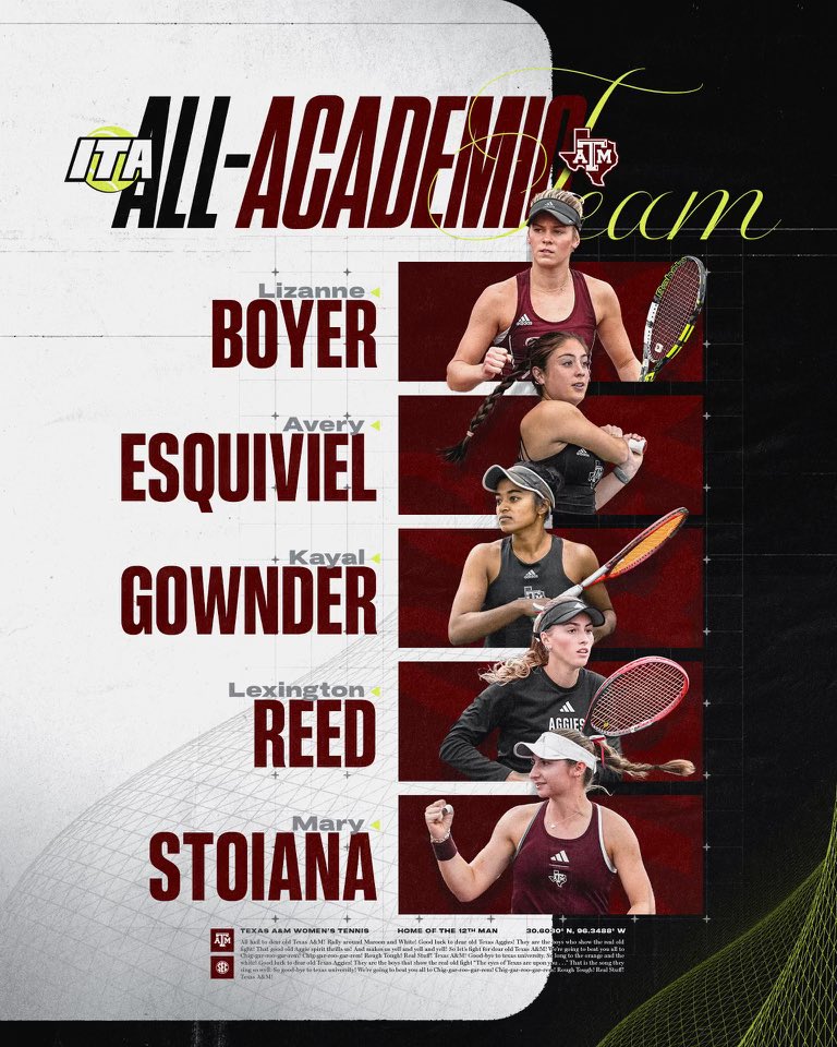 AggieWTEN's tweet image. ๐๐ฎ๐ซ @ITA_Tennis ๐๐ฅ๐ฅ-๐๐๐๐๐๐ฆ๐ข๐ ๐๐๐ก๐จ๐ฅ๐๐ซ๐ฌ ๐ช
๐๏ธ aggi.es/4o1aO0d
#GigEm // #AggieWT