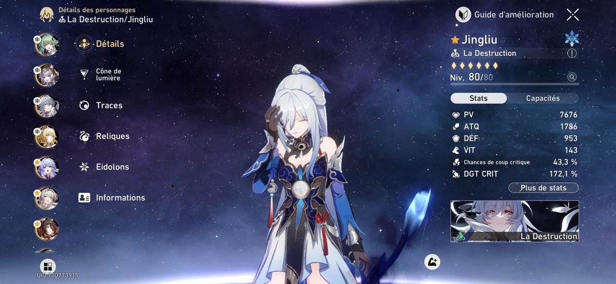 TimelyEllen's tweet image. //Not Ellen
I rebuilded my Jingliu for the buff. I use a HP chest and my boots are trash, but it's fiiiiiine (I guess)
Hope she'll work with March SP