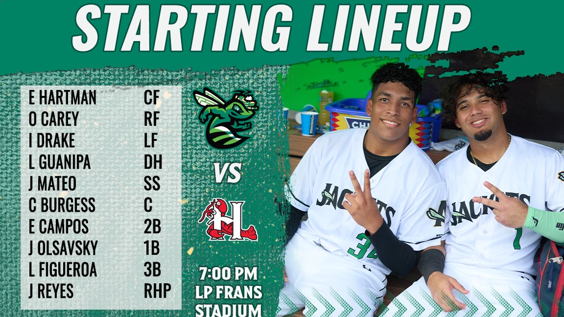 GreenJackets's tweet image. Catch the Buzz.
🆚 | Hickory Crawdads
🕖 | 7:00
📻 | milb.com/augusta/fans/a…