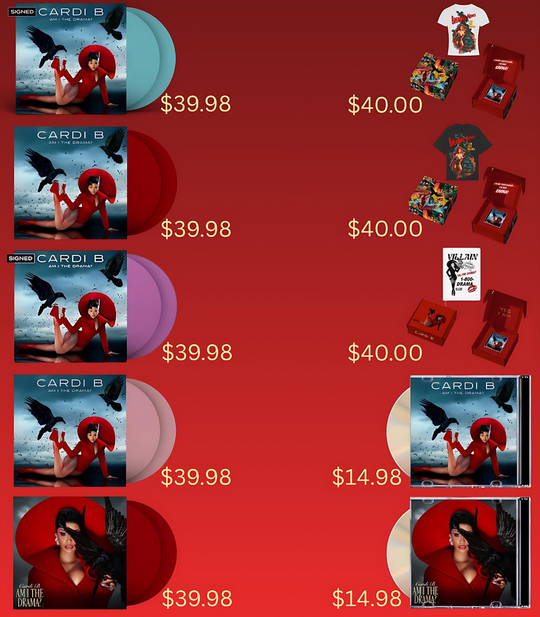 AITDupdates's tweet image. Cardi B's album 'AM I THE DRAMA?' drops September 19th!
Pre-order the album and merch here 🔗: store.cardib.com
(for store exclusive vinyls see below 🩵🩷💜)