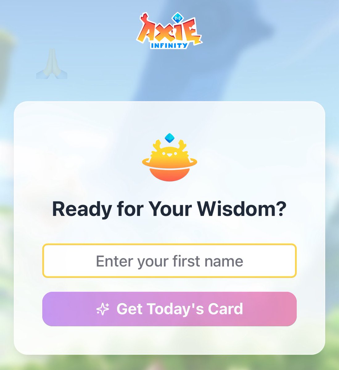 S__THER's tweet image. While @Jihoz_Axie is working i decided to learn to vibe code💪
Introducing: Axie Wisdom
Receive wisdom based on crypto, gaming, and Jesus
app--wisdom-card-664f907b.base44.app
@AxieInfinity