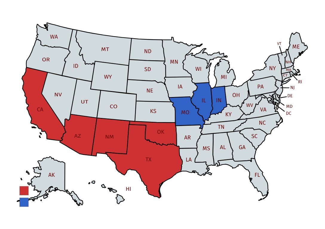 The red states show where we have been so far. The blue states show where I’m headed tomorrow. Eight states to get from California to Indiana. On this, the maiden voyage of the #Caravan.
