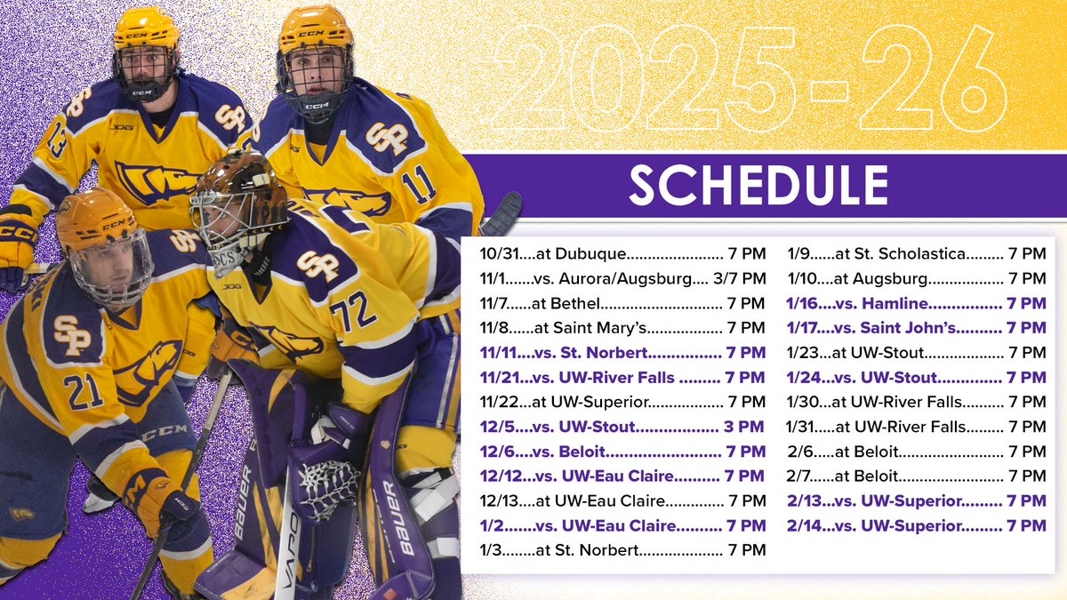 UWSPAthletics's tweet image. 🚨 Your 2025-26 @UWSPMhockey schedule is here! #Pointers