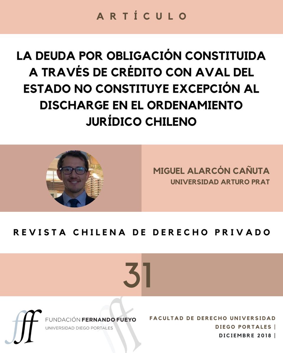 Les invitamos a leer el artículo "La deuda por obligación constituida a través de crédito con aval del Estado no constituye excepción al discharge...", de Miguel Alarcón Cañuta (U. Arturo Prat). N.º 31 RChDP.
🔗 lnkd.in/erjs8Wf7