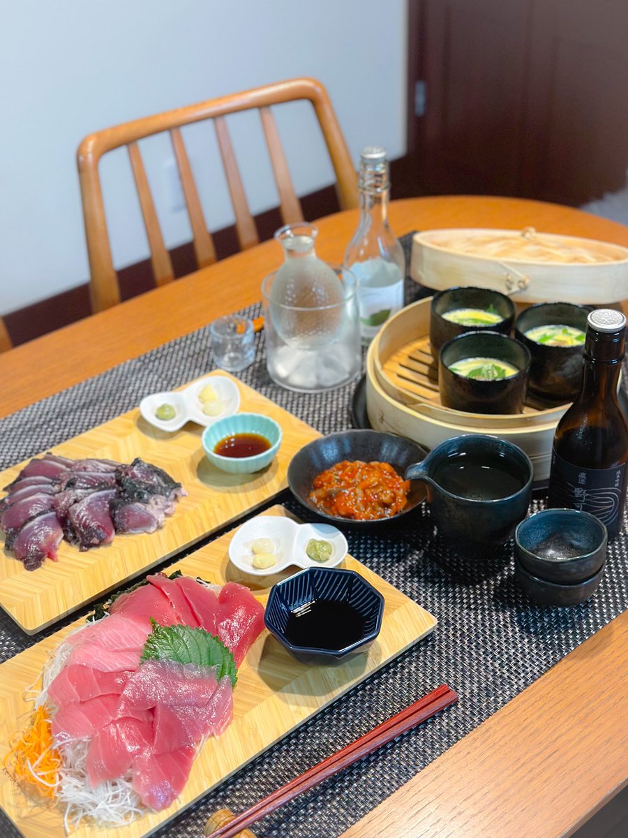 sugar_0148's tweet photo. 日本酒会🍶✨
真澄をいただきました☺️

#日本酒　#おつまみ　#日本酒好き　#料理好き　#おうちごはん　#料理　#おうち居酒屋　#真澄 https://t.co/Lnw6dnBgVT