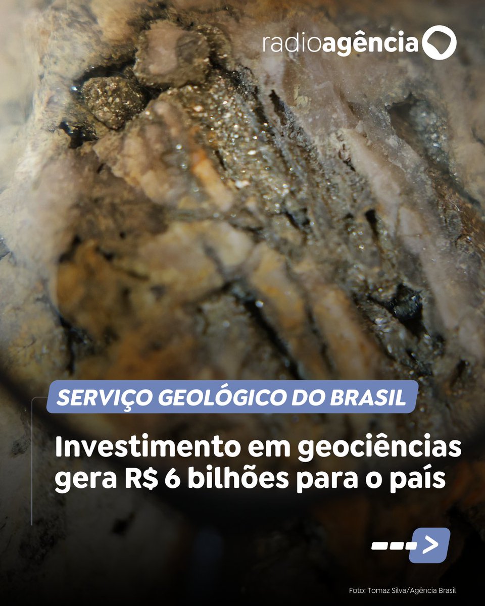 agenciabrasil's tweet image. GEOCIÊNCIA | O investimento em geociências gerou um retorno de mais de R$ 6 bilhões para o país em 2024, segundo dados apresentados pelo Serviço Geológico do Brasil (SGB), vinculado ao Ministério de Minas e Energia. Leia: trk.ebc.com.br/YODDK.