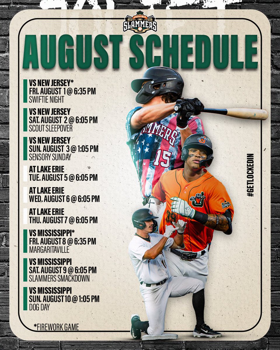 JolietSlammers's tweet photo. The season is coming to an end quick! Don't miss any more action and get your tickets to all our August home games now⚾

🎟 Get your tickets today: https://t.co/FrJSHEKuQl

#GetLockedIn🔒 #AugustSchedule #FinalCountDown https://t.co/vOOXoBJWWv