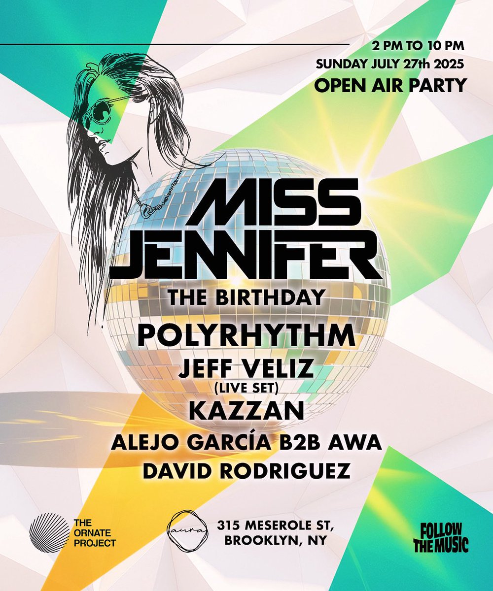 Birthday Energy Loading.. 😈🎂💥

Sunday 7/27 we’re outside at the New Aura Open Air in Brooklyn! Day party vibes with a stacked lineup of friends bringing the heat all day long! 🔥🧨✨

#MissJennifer #BirthdayMoves #Brooklyn #Aura #DayParty #SundayFunday #NYC