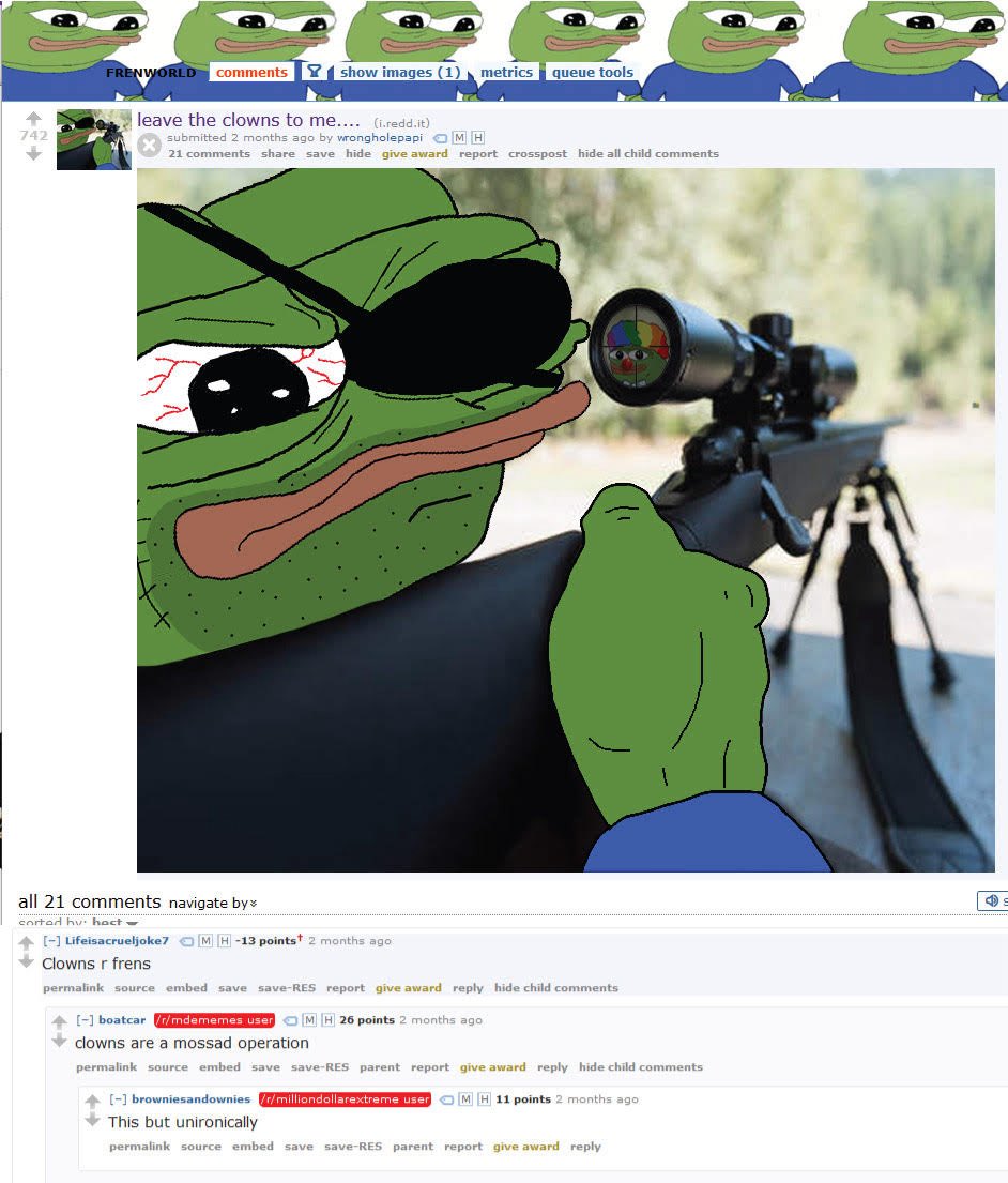 FatNostril's tweet image. Leave the clowns to anon
@4chantokenio $APU $PEPE $CHAD
#greentext
