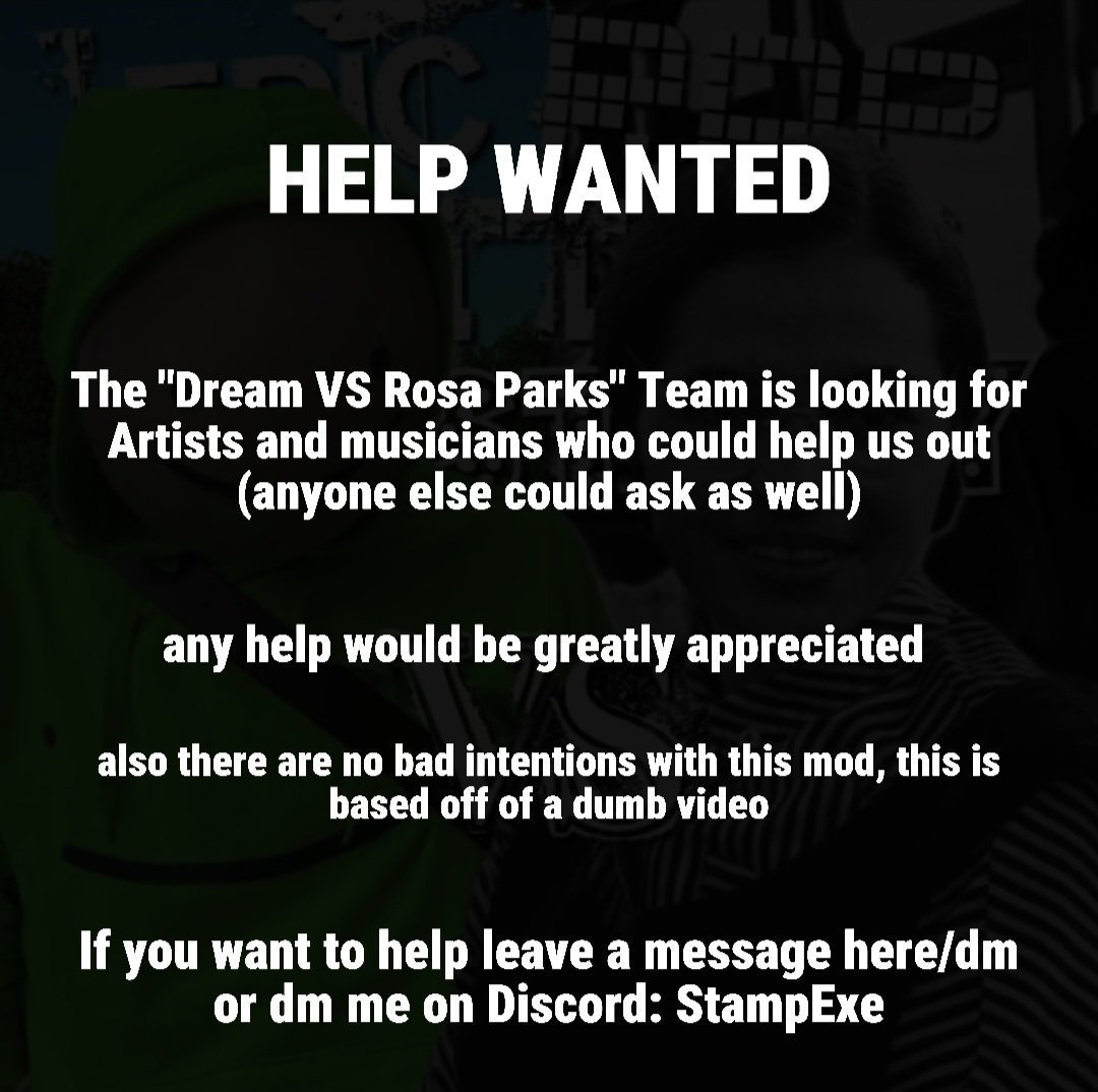Dream Vs. Rosa Parks (A Shitpost ERBOH mod) tweet media