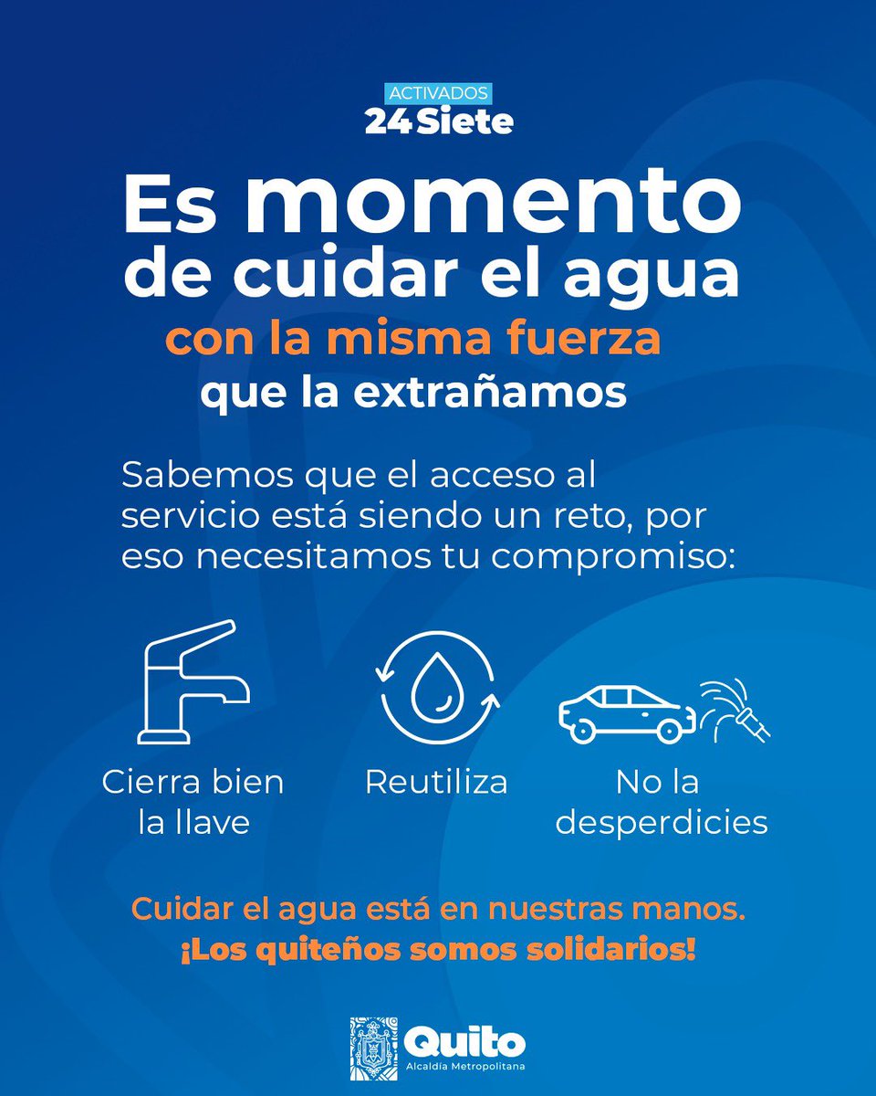 👷🏼👷🏼‍♀️ #Activados24Siete | El agua está regresando poco a poco💧. 

Es el momento de continuar siendo solidarios: ahorra, cuida y permite que el agua llegue a todos los barrios.