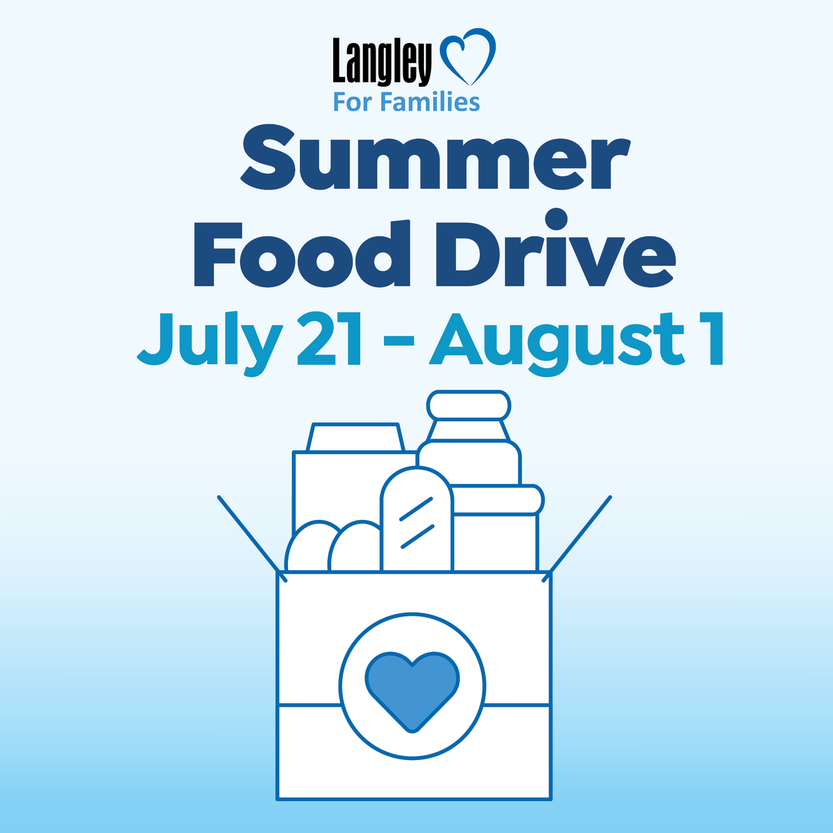 Earlier this week, we kicked off a Summer Food Drive and we would like to extend a heartfelt Thank You to all who have contributed so far! Donation boxes will be available at ALL Langley locations until Friday, 8/1. Learn more at ow.ly/m6MP50WuXam