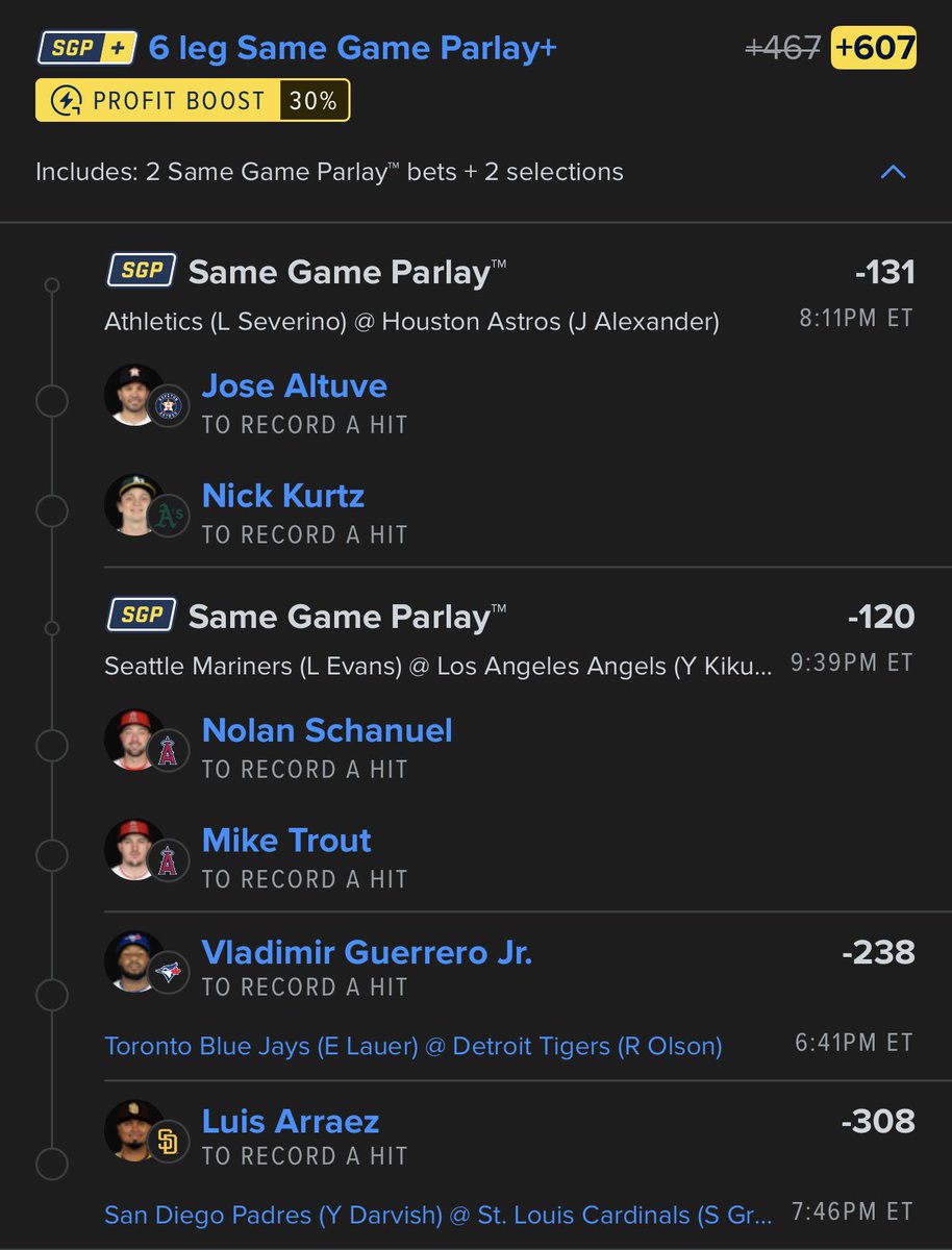 Betting Team Hit Collab ⚾️

6 Hits for +600 🫡

Let’s get one on the small slate 🤝