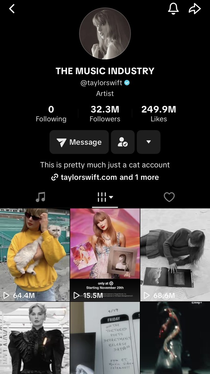 TayluhSwiff13's tweet image. Taylor’s TikTok page saying the music industry oh exactlyyyyy