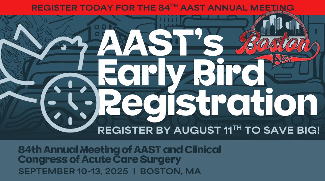 traumadoctors's tweet image. Connect. Learn. Lead.
Join leaders in trauma and acute care surgery at the #AAST2025 Annual Meeting in Boston. Whether you're a fellow, early-career surgeon, or experienced clinician, this meeting delivers unmatched value.
📍 Details + registration
aast.org/annual-meeting…