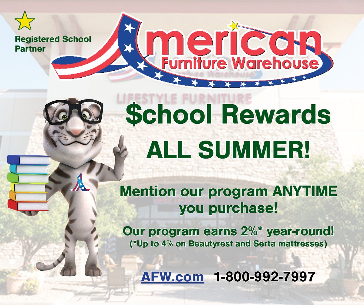 Summer savings that give back! 🛋️☀️ Mention FEF when you shop at American Furniture Warehouse or use code FISDEF at AFW.com—2% of your purchase supports Friendswood ISD! #FEFGiveback