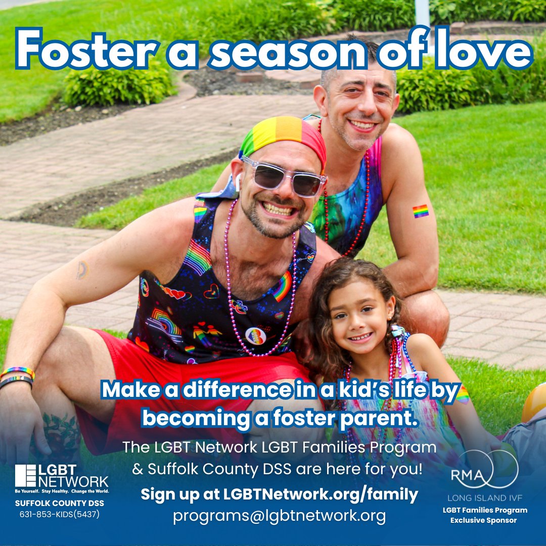 Fill your home with love and become a foster parent! ❤️❤️❤️ The LGBT Families Program is an initiative of the LGBT Network in collaboration with Suffolk DSS.  Contact us today! lgbtnetwork.org/familylgbtnetw…