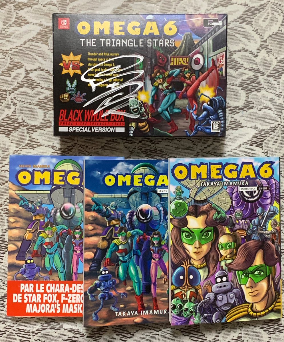 KAZTENDO2's tweet image. SW「OMEGA6」1周年ですね。「F-ZERO」「スターフォックス」「ゼルダの伝説」などを手掛けられた今村孝矢さんが、任天堂退社後に製作されたアドベンチャーゲームとコミックです。グラフィックは全て今村さんが描かれ、音楽は「ワイルドトラックス」などを手掛けた天宅しのぶさんが作曲されています