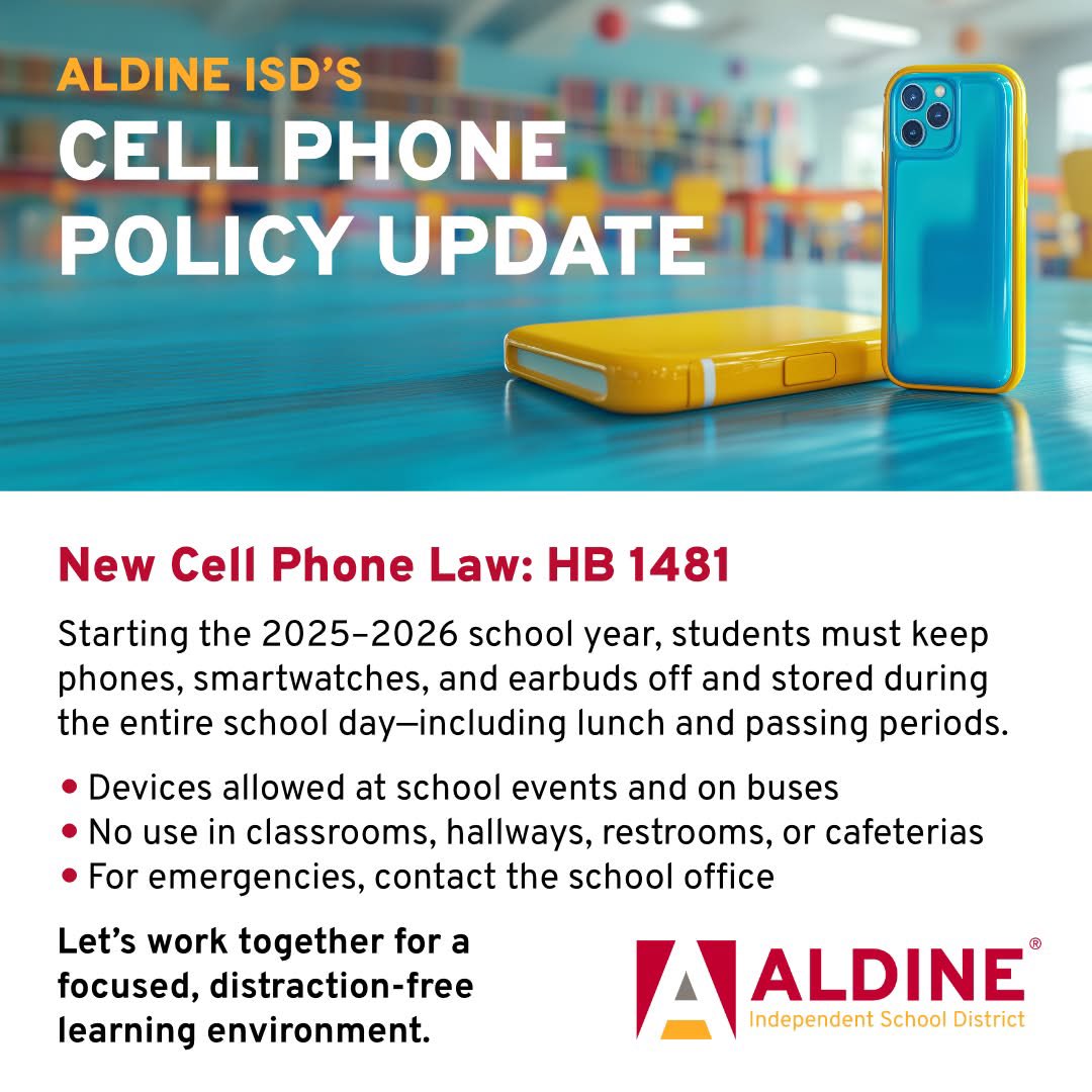 JoshDNation's tweet image. 25-26 cell phone policy. @Davis9_AISD @AldineISD