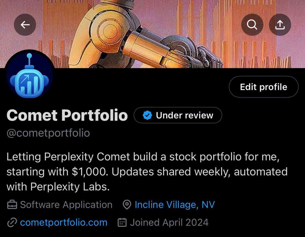 morganlinton's tweet image. Okay @AravSrinivas - you asked if anyone would trade stocks with Comet, and I say - challenge accepted 🕺
Got the domain, and the X account @cometportfolio - starting with $1,000 Monday.