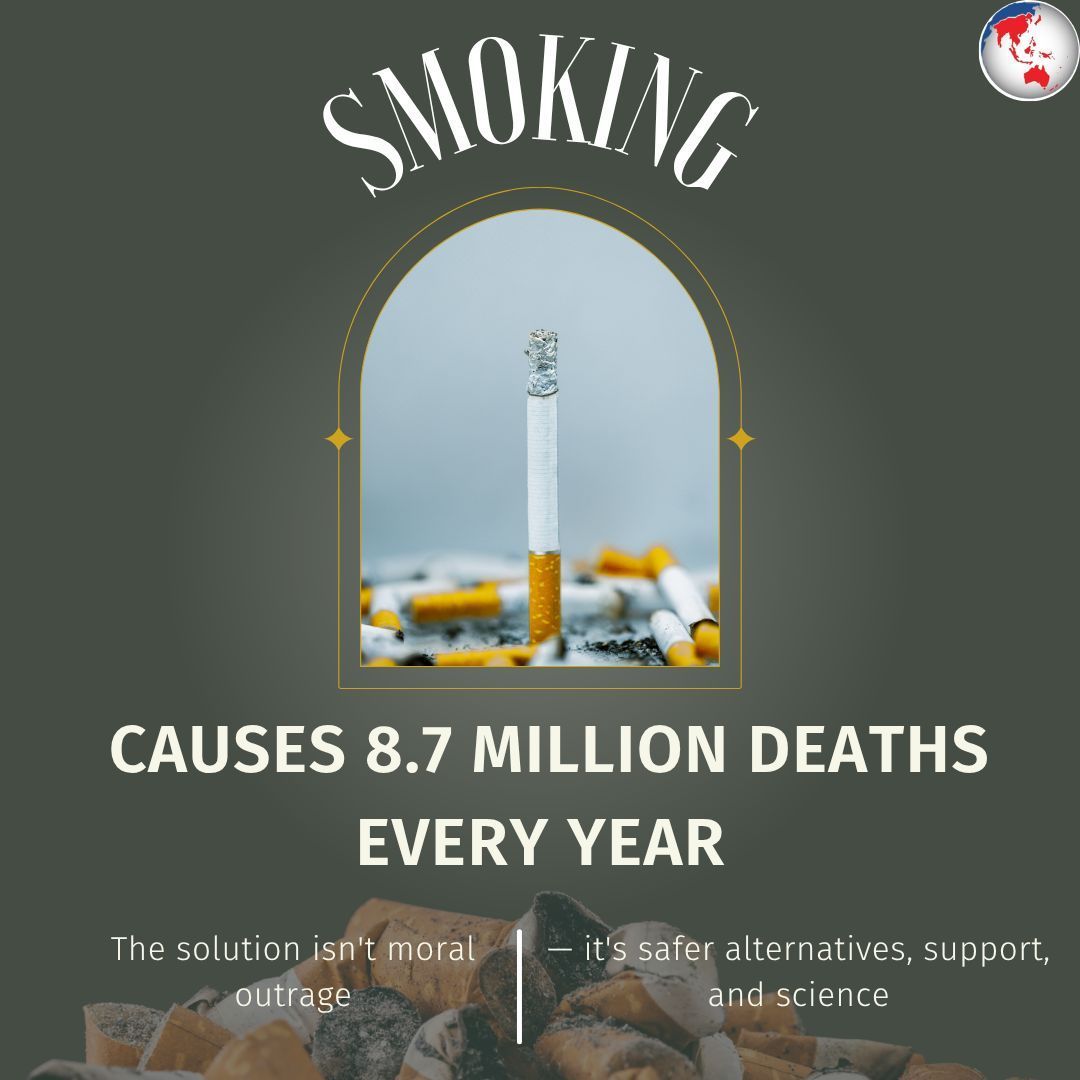 caphraorg's tweet image. Smoking causes 8.7 million deaths every year.
The solution isn&apos;t moral outrage — it&apos;s safer alternatives, support, and science.
#EndSmoking #HarmReduction #GlobalHealth bit.ly/4lFhBLk
