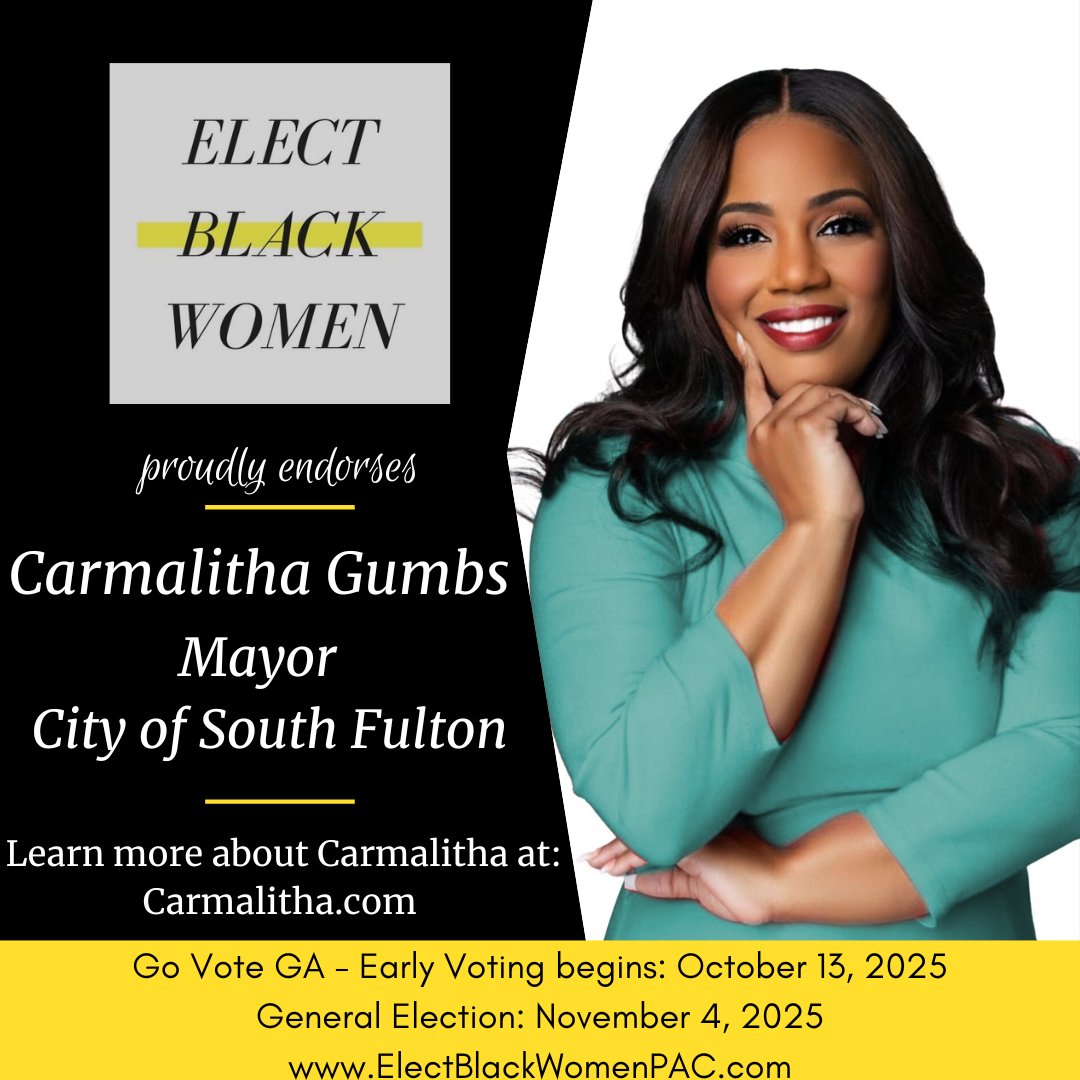We’re proud to endorse these local leaders:

Tiara Ross: Columbus City Council (OH)
Dr. Tenisha Mack: Garfield Heights City Council (OH)
Dr. Melody Kelley: Sandy Springs City Council (GA)
Carmalitha Gumbs: Mayor, South Fulton (GA)

🖤 Donate: ow.ly/RPvX50Wv0bB