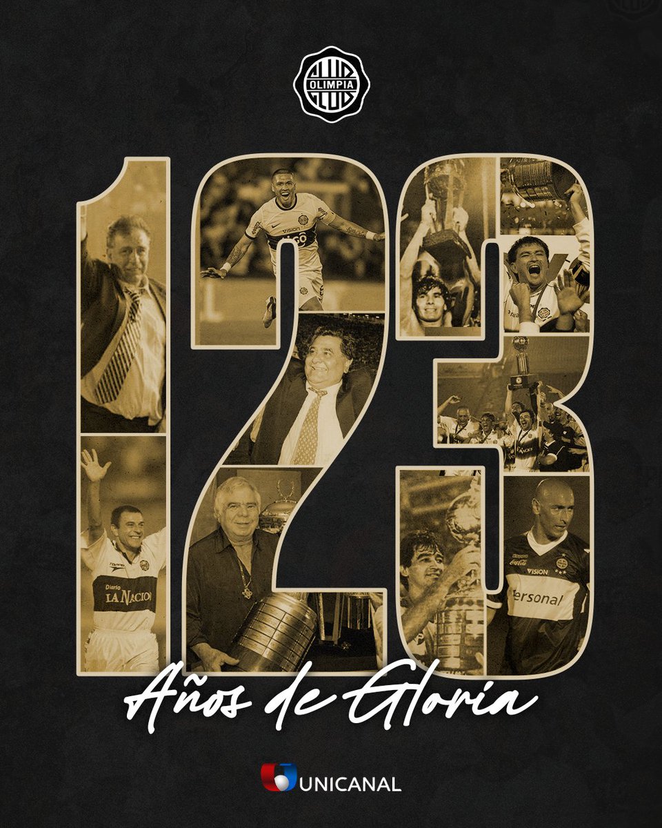 Unicanal's tweet photo. 👑¡Feliz aniversario 123 al Decano del fútbol paraguayo!

⚪️⚫️Un día como hoy, pero de 1902, se fundaba el Club Olimpia, de la mano de William Paats.

⭐️Campeón del mundo y tres veces ganador de la Copa Libertadores. En su palmarés también lucen dos Recopas, una Supercopa y una Interamericana. Además, lleva 98 años de forma ininterrumpida siendo el más laureado del fútbol nacional.

#Unicanal