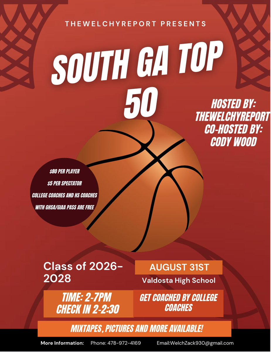 First 6 to sign up for the #SouthGaTop50!! 

6’8 2027 Kaleb Johnson - Valdosta 
6’3 2027 Shawn Evans - Valdosta 
6’0 2027 Brayden Miller - Valdosta
5’11 2027 Jake Reid - Valdosta
6’0 2026 Eric Love - Thomas County Central 
6’4 2027 Hayden Powell - Atkinson County 

Who’s next!?