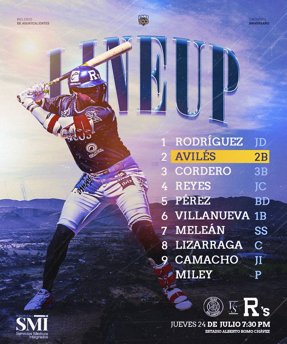 ¡Este es nuestro lineup para el tercero de la serie en Aguascalientes! 🫵🏻💥

#50AñosEnEl💎