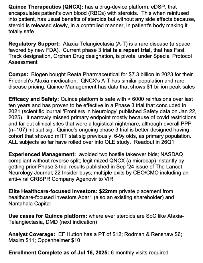 slay_ad's tweet image. $ABVX and $NKTR have been GREAT for $XBI sector

take a  look at $QNCX -- sharing both Qualitative and Quantitative info (TA= needs to break $2.40)

$SRPT holders, you know Duchenne Muscular Dystrophy current standard of care is steroids,  what better than $QNCX!?

DYODD, Long