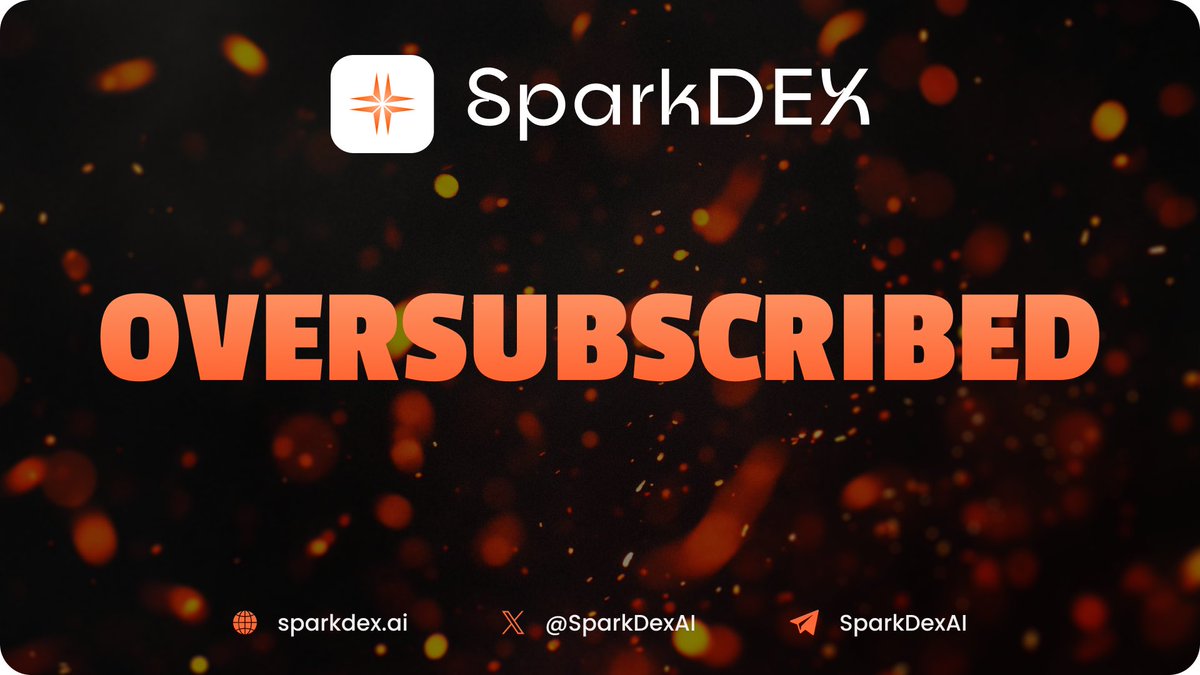 TrustSwap's tweet image. The $SPRK launchpad on TrustSwap is now complete and we were 5x oversubscribed!🔥
Huge momentum behind @SparkDexAI as we head toward the TGE
Make sure to follow @SparkDexAI on X to stay up to date!
TGE coming soon. Stay ready.