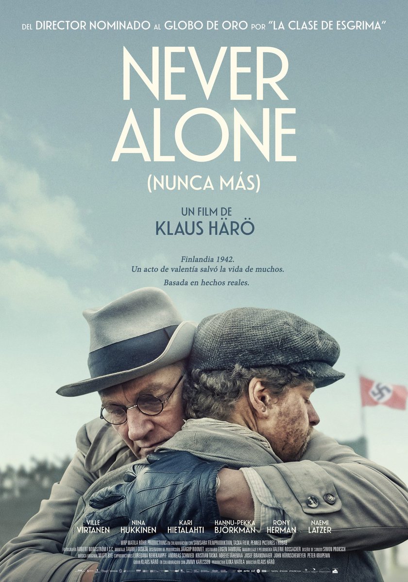 SaragemelasSara's tweet image. #NeverAlone película histórica finlandesa dirigida por Klaus Härö. Basada en el libro Setä Stiller: Valpon ja Gestapon välissä de Rony Smolar.@SurtseyFilms @DiasDeCine @GerardoQuietMan En cines el próximo 8 de agosto.