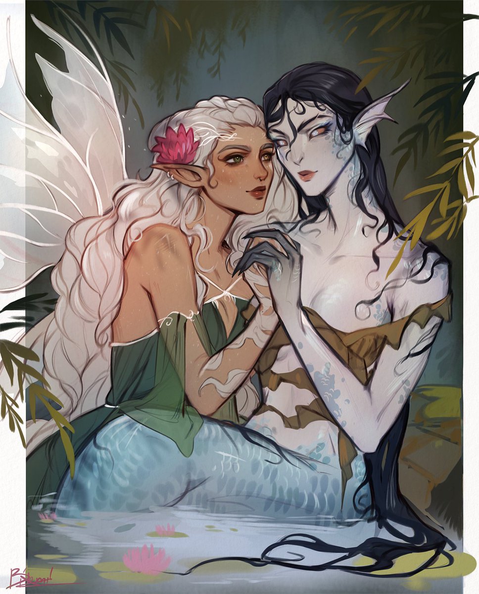 Birmit_C's tweet image. Artfight attack #14 for rosalynnart ⚔🌿🌊
I couldn't resist drawing them together!
#artfight2025