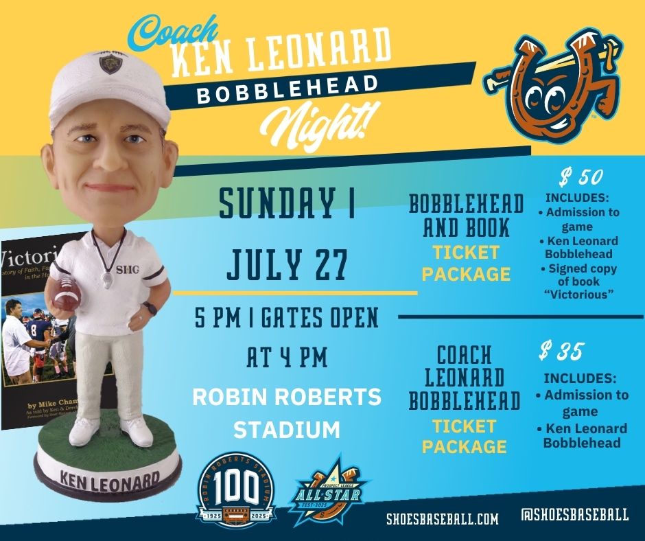 ShoesBaseball's tweet image. 🏈🎉 Ken Leonard Bobblehead Day is THIS Sunday, July 27th!
Celebrate a coaching legend with our exclusive ticket package, which includes your game ticket and a limited-edition Ken Leonard bobblehead!

🎟️ Get yours now! lh1.glitnirticketing.com/lhticket/store…