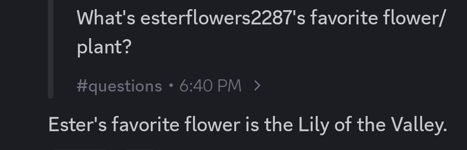 pursuingnews's tweet image. ! EXTRA !
Ester's favorite flower is the Lily of the Valley.
#dieofdeath #dieofdeathroblox #roblox #esterflowers2287