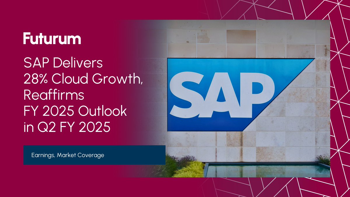 TheFuturumGroup's tweet image. SAP reported 28% cloud growth in Q2 FY 2025 and reaffirmed its full-year outlook, signaling strong momentum across its Cloud ERP suite, Business Data Cloud, and expanding AI portfolio.
@TheFuturumGroup’s @Keith_Kirkpat provides an in-depth analysis of @SAP’s earnings, strategic…