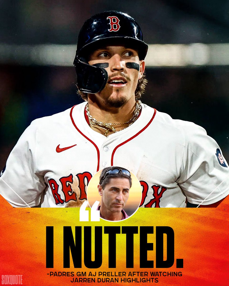 SoxQuote's tweet image. Padres executives have reported that GM AJ Preller has introduced a “goon room” in their front office where he enters, watches Jarren Duran highlights, and doesn’t emerge for “hours.”
Colleagues are reportedly concerned for Preller’s mental health. #RedSox #Padres #MLB
