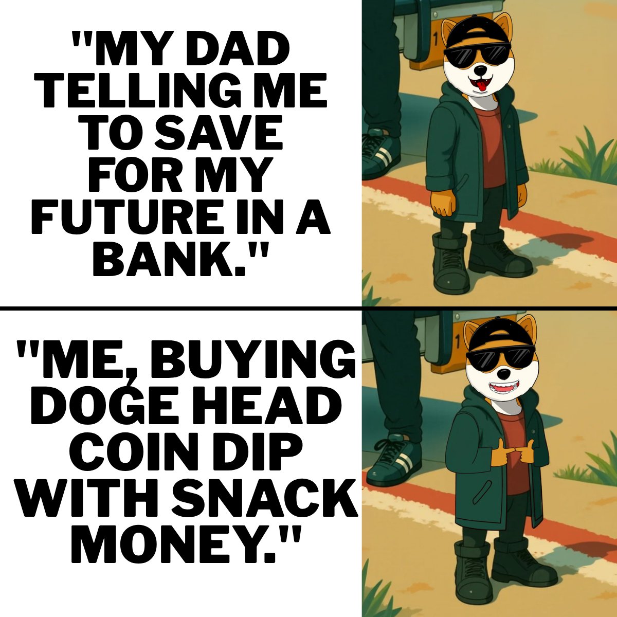 Dhc_Army1's tweet image. Yeah, my dad may not understand my “investments,” but when Doge Head Coin flies, he&apos;ll understand! 😂 For now, I&apos;m still buying those dips with my snack money. anyone else having this same conversation at home @DogeHeadcoin  #InvestorHumor #FeEnCrypto #Pacity.