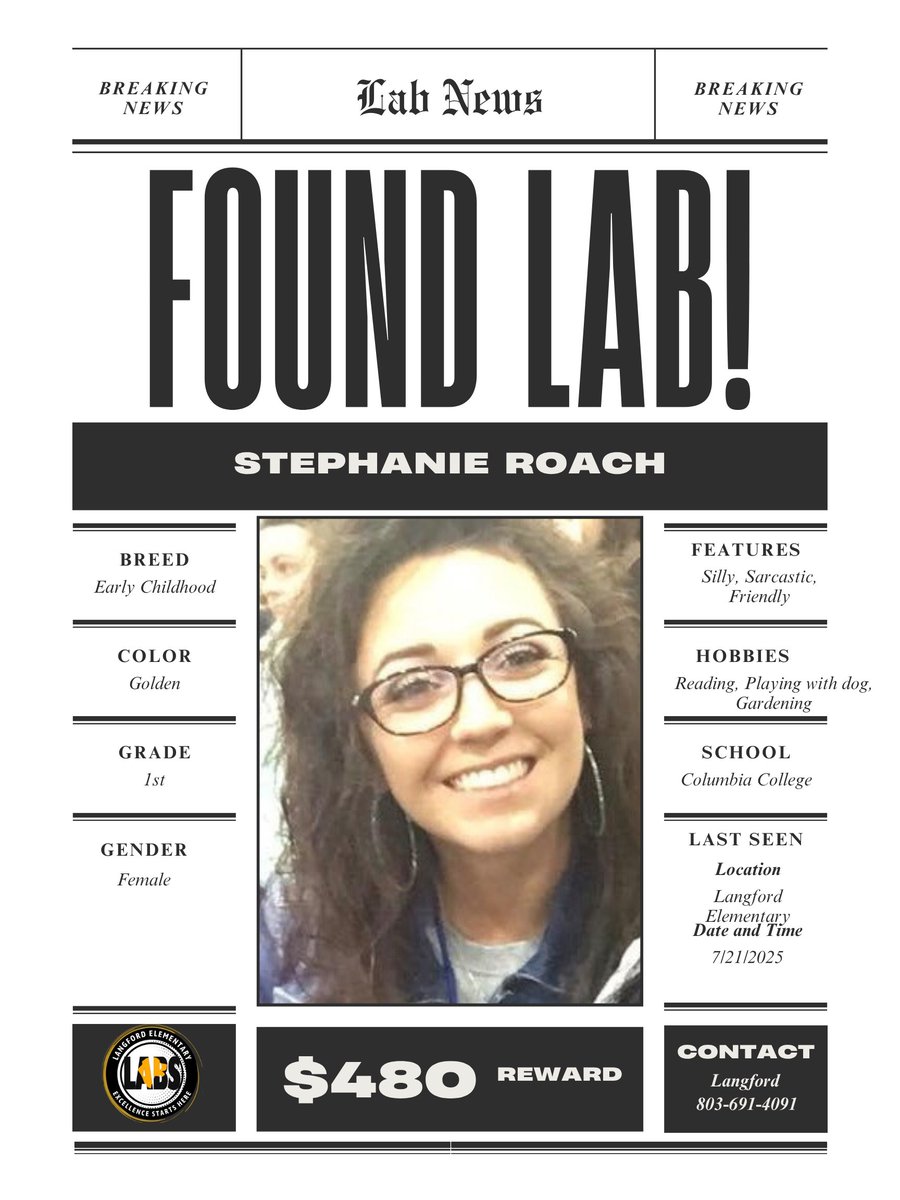 We're excited to welcome Ms. Roach to the Langford family! <a href="/RichlandTwo/">Richland School District Two</a>