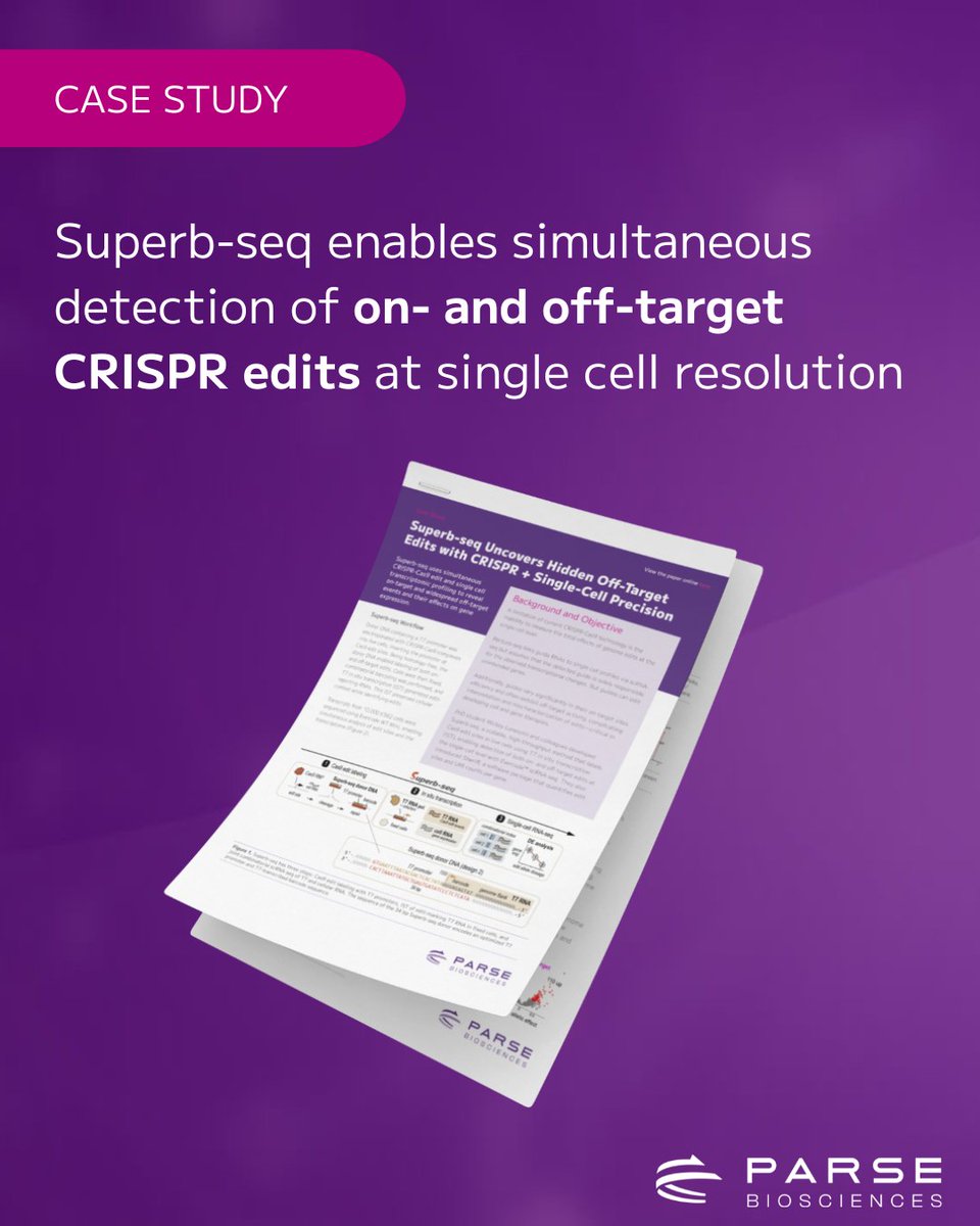 Off-target CRISPR edits can have disruptive consequences. parse.bio/4o2LO8y

Superb-seq combines CRISPR-Cas9 editing, in situ transcription and single cell RNA-seq to map both on- and off-target edits in individual cells and link them directly to gene expression changes.