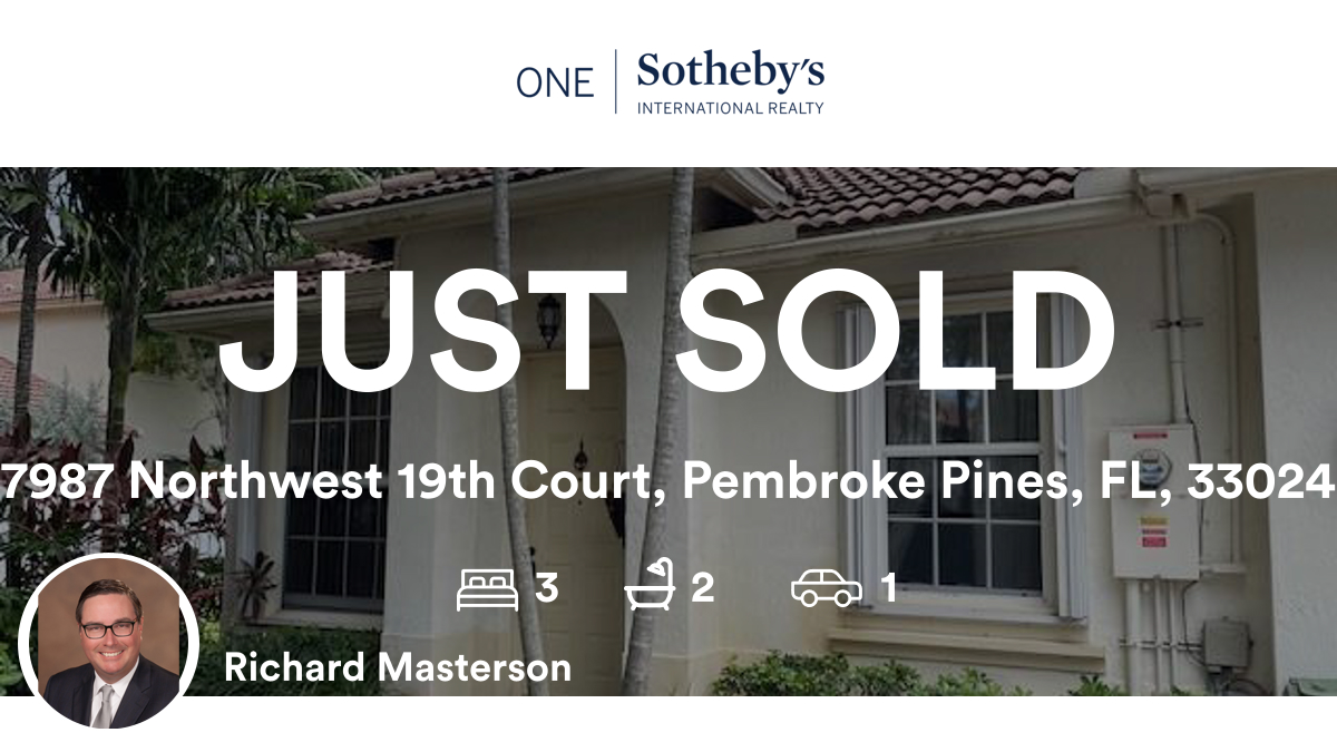 richmastersonFL's tweet image. 🛌 3 🛀 2 🚘 1
📍 7987 Northwest 19th Court, Pembroke Pines, FL, 33024

My latest sale on RateMyAgent.
BROKER 496541
rma.reviews/vsbxf6ct02ft

...
#ratemyagent #realestate #ONE_SOTHEBYS_INTL_REALTY