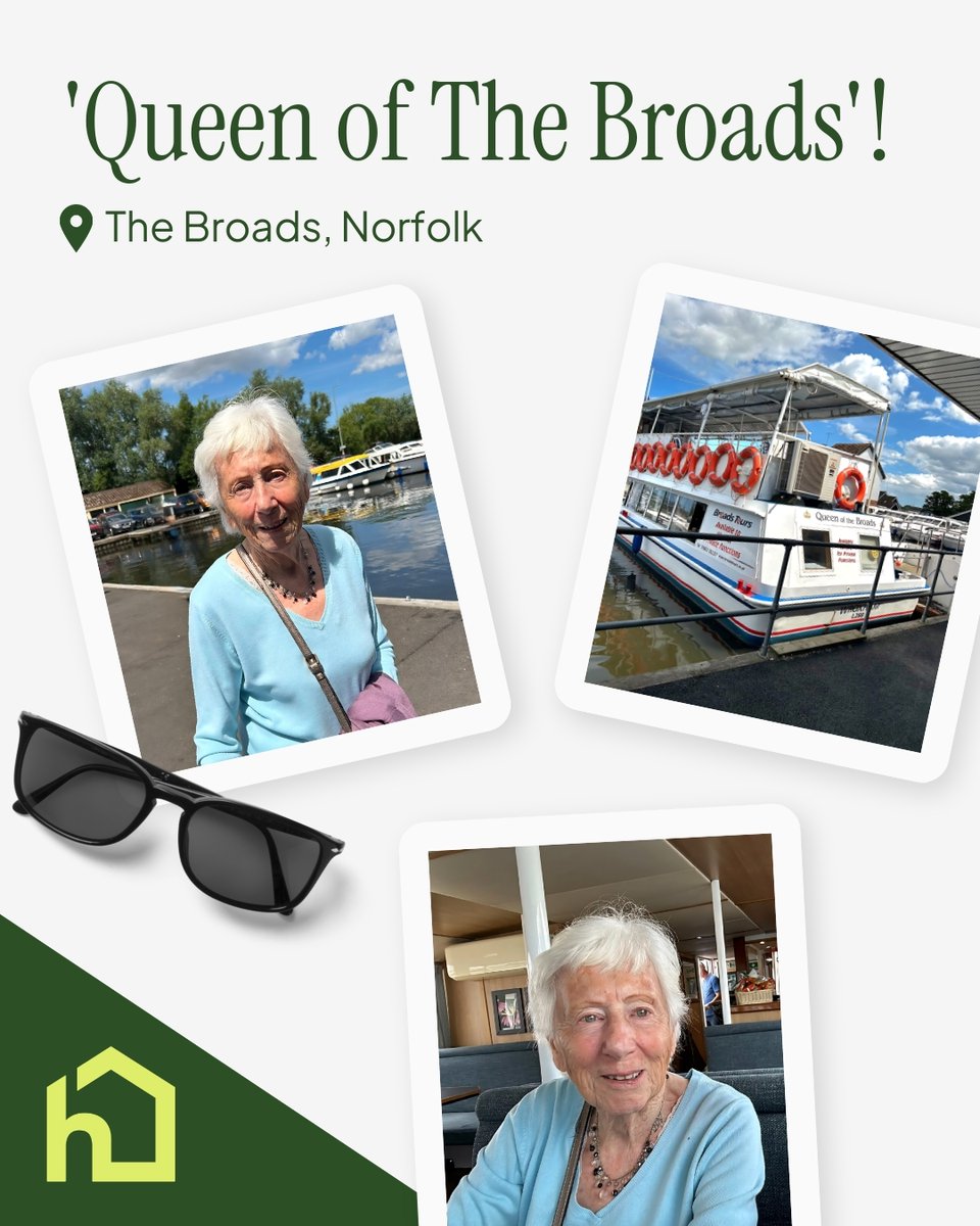 Our client Mrs C enjoyed a wonderful day out on the 'Queen of The Broads' with her Care Professional Ally recently.  Beautiful views, fresh air and plenty of smiles all around!

A big thank you to the fantastic crew on board, who helped make the day extra special.