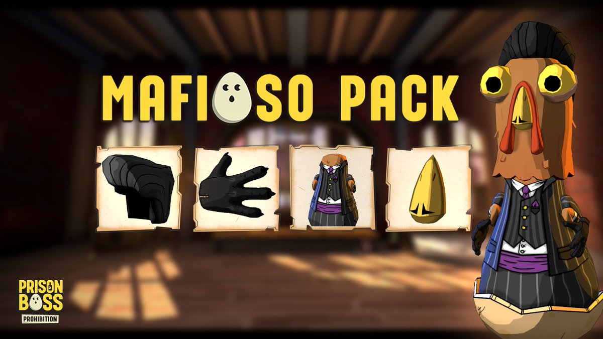 Prison_Boss_'s tweet image. MAFIOSO COSMETIC PACK NOW LIVE! 🐔🤵
You gotta show'em you mean business, boss, that's how mafia works.
And alongside the premium pack, a treat for ya'll to peck: Free Cosmetic Pack 1 is HERE! ✨
But hurry up, you only have two weeks to claim it and be yours forever! 🫵…