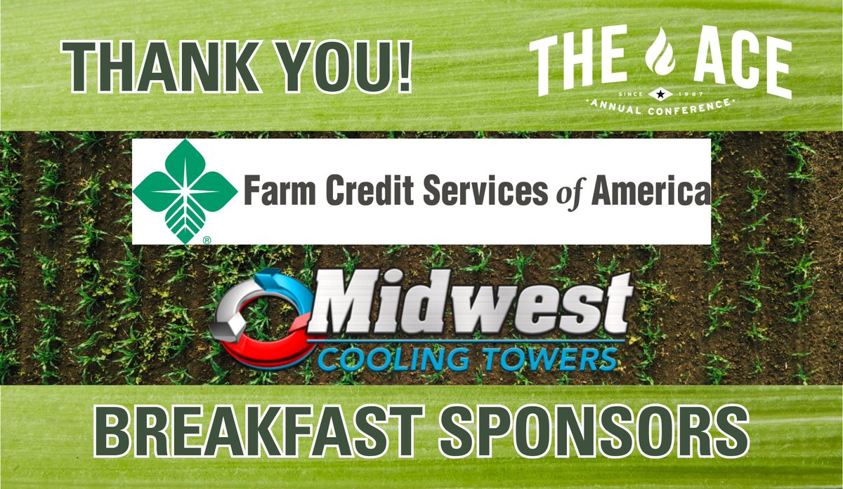ACEethanol's tweet image. Thank you to @FCSAmerica & Midwest Cooling Towers for sponsoring the breakfasts at the 38th Annual ACE Conference, taking place in Sioux Falls, SD, August 20-22!
Register, book your room, and see sponsorship opportunities at ethanol.org/events/confere….
